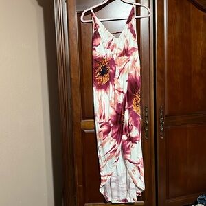 FREE PEOPLE cream & maroon high  low dress Size 2
